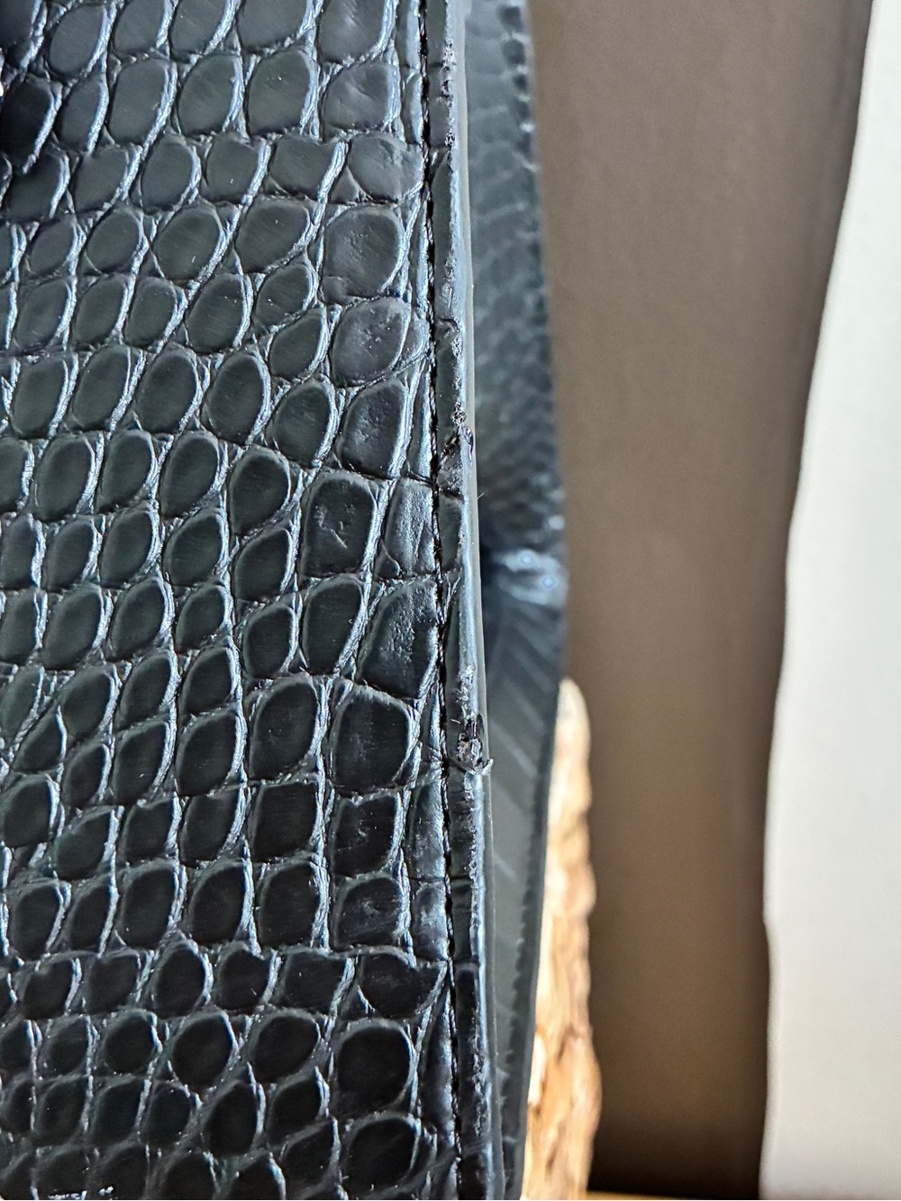 NWT Modern Picnic Large Luncher Black Croc Vegan Leather Lunch Bag - Picture 9 of 14